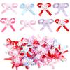 20pcs Sunflower Ribbon Bows Colorful Pearl Flower Bowknot For DIY Handmade Home Clothing Sewing Materials Headwear Decoration