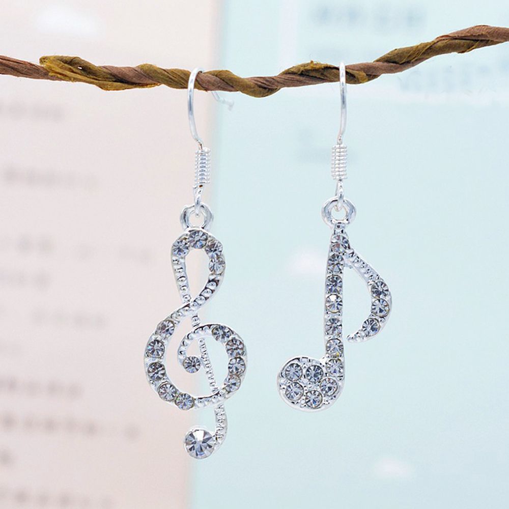 Stylish Women Gift Music Note Drop Fashion Accessories Earrings Jewelry Drop Earring Crystal Dangle