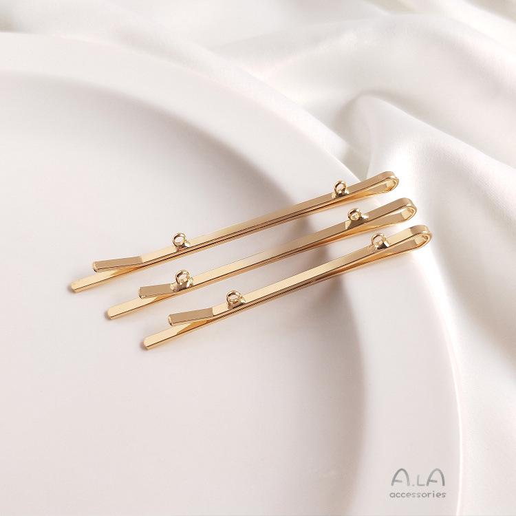 14K Gold-Plated Color-Retaining Wavy Hair Clip with Double Hanging Rings