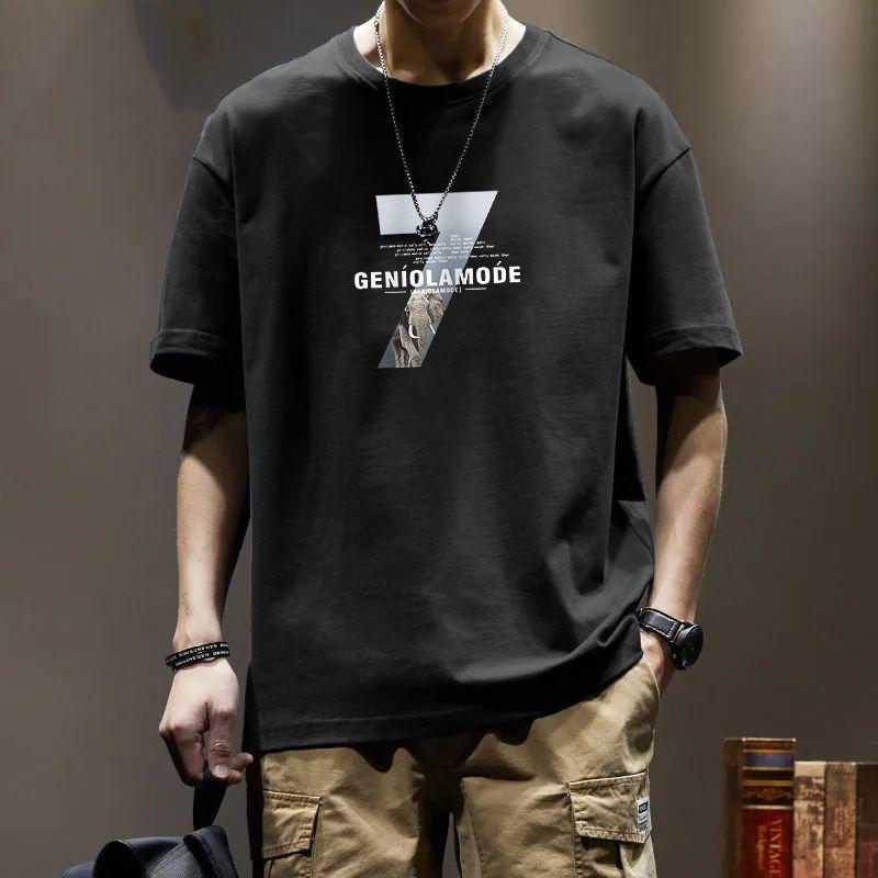 Men Short Sleeve Print Cotton T Shirt Summer Tops