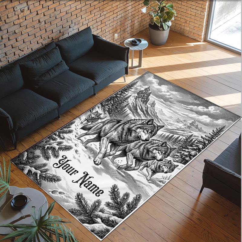 Fox Theme Crystal Velvet Floor Rug Personalized Custom Name Text Warm Carpet Home Decoration