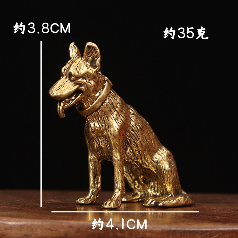 Mini Brass Puppy Statue Cute Dog Metal Sculpture Wolfdog Poodle Hound Pet Figurine Home Decoration Desktop Cabinet Ornaments