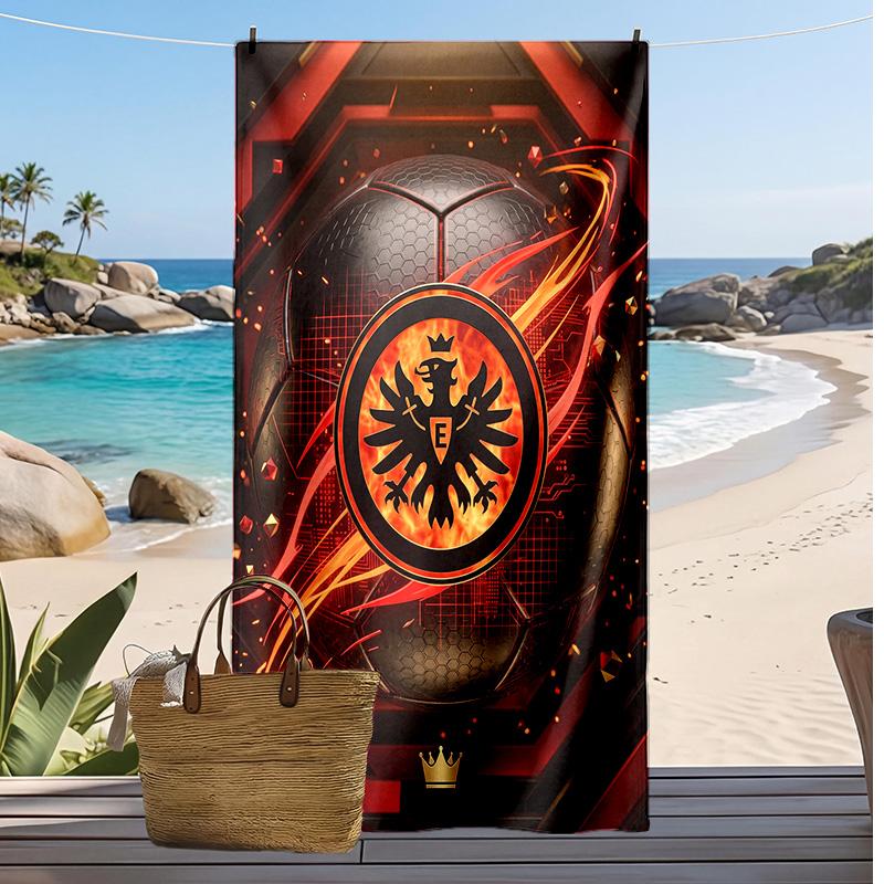 Asciugamano da Spiaggia con Stampa del Club di Calcio Eintracht Frankfurt, Asciugamano Grande Morbido Asciugatura Rapida per Spiaggia Campeggio Nuoto
