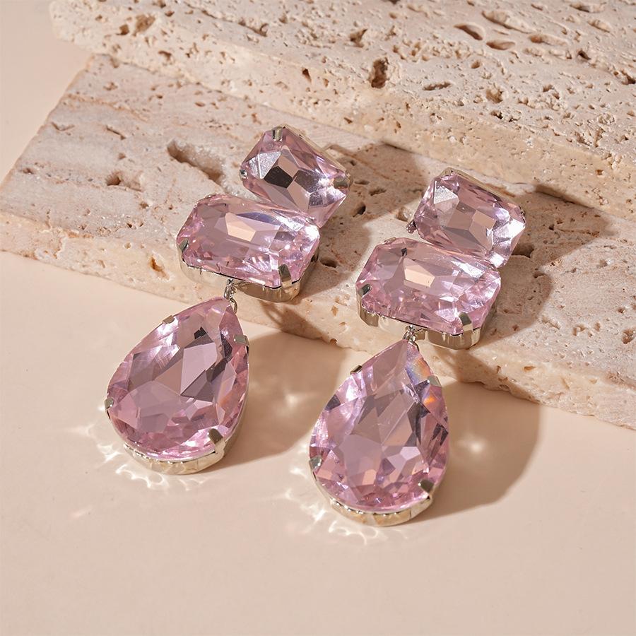 European and American diamond-set metal wind splicing flower earrings light luxury high-end earrings fashionable versatile personalized earrings