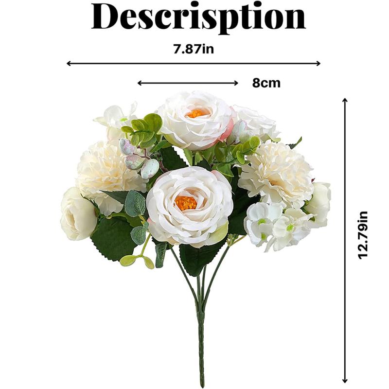 Sztuczny bukiet kwiatów Romantyczna okrągła róża Sztuczny bukiet ślubny Wnętrze salonu