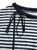 European American Retro Style Bow-Decorated One-Shoulder Striped Women's Hoodie