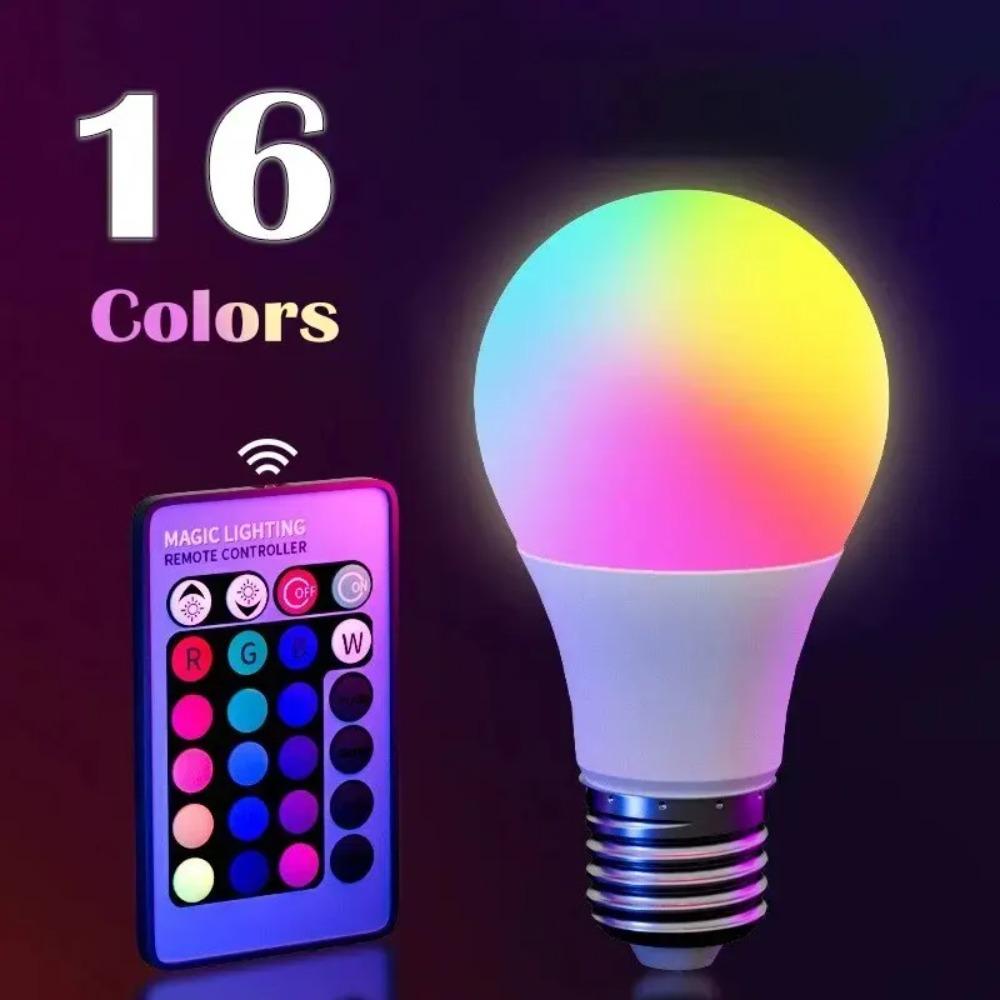 

16 Colors RGB Bulb LED Multicolor Bulb E27 220V Household Lighting Dimmable 24 Key Remote Control Smart Lamp Atmosphere Light 1PCS белый