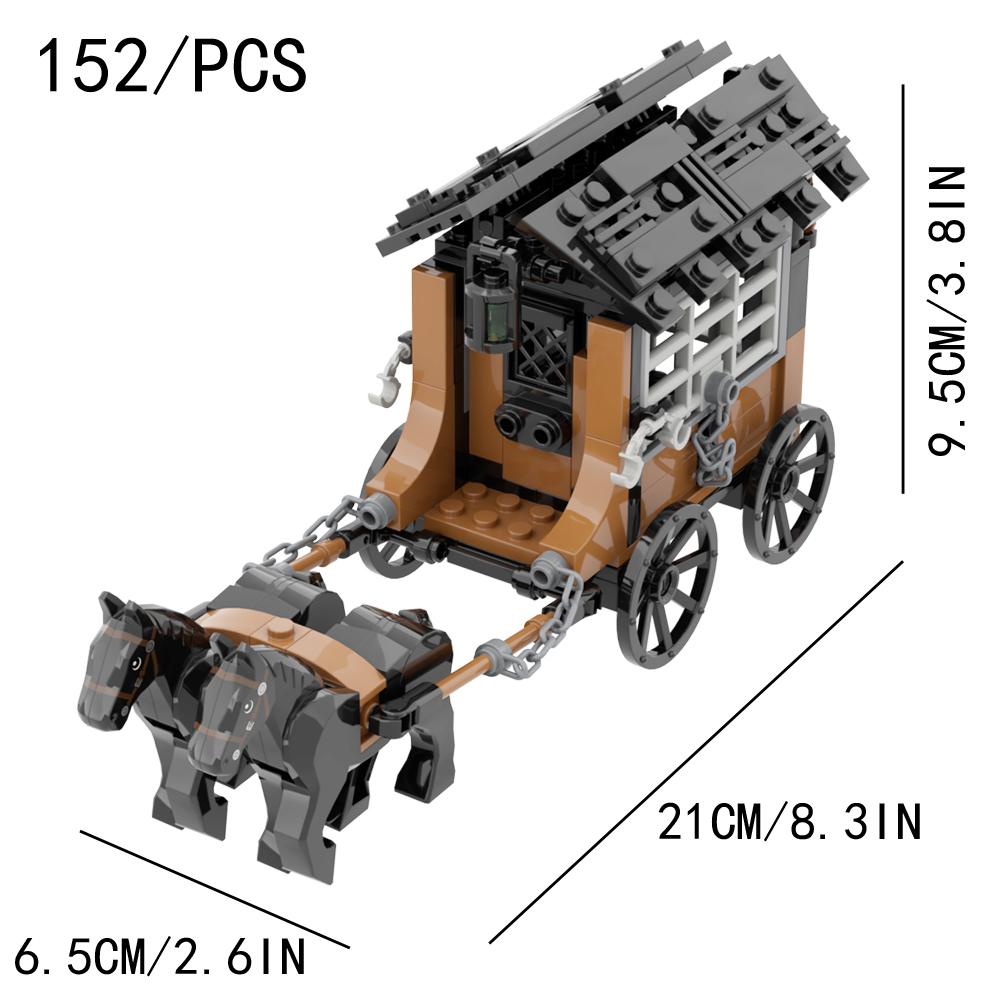 Set di Giocattoli da Assemblaggio con Mattoncini MOC Serie Carrozza Medievale Modello Città della Carrozza Giocattolo da Costruzione Fai-da-te Regalo per Festival