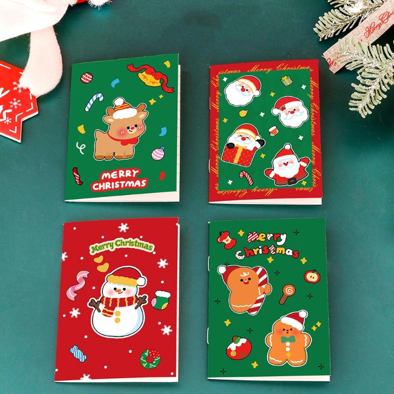 10Pcs Cartoon Christmas Notebook Kawaii Christmas Man Snowman Notepad Portable Pocket Notepad Student Prizes Gifts