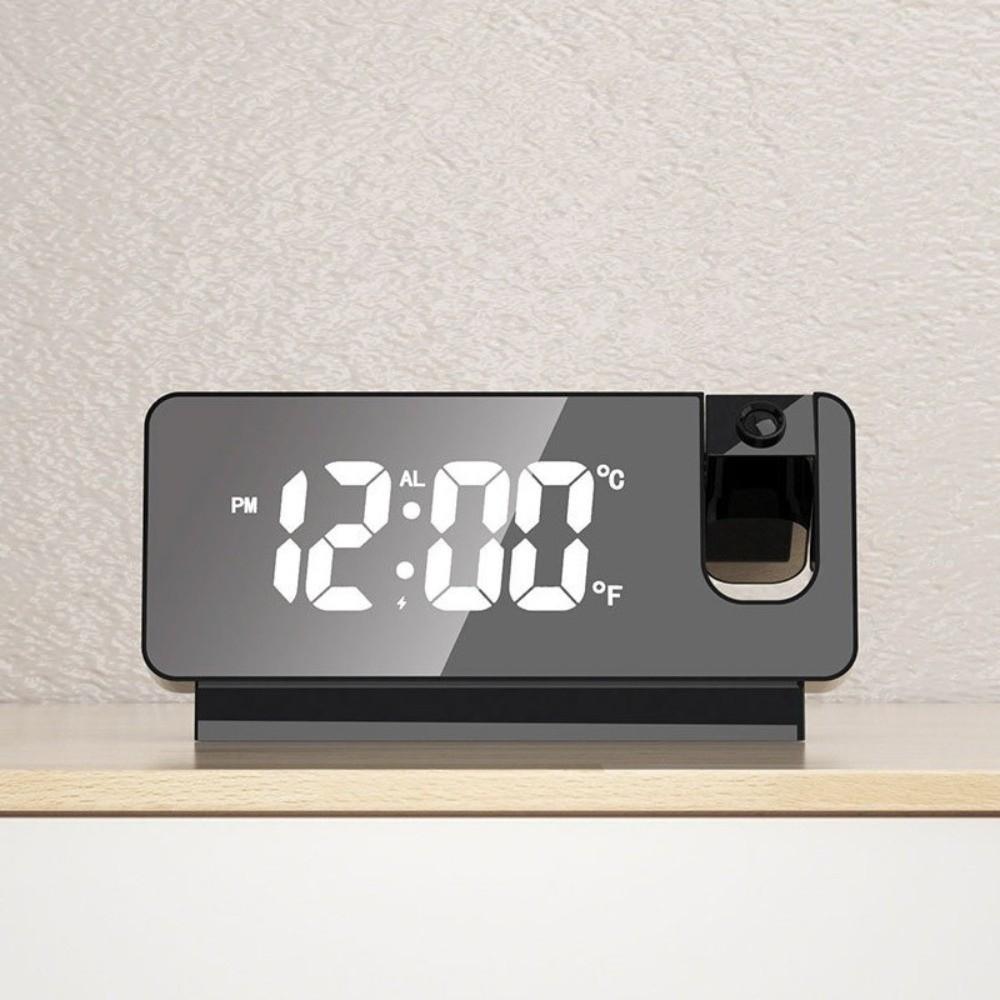 LED Display Mirror Projection Clock Adjustable Brightness Digital LED Display Clock Plastic Shell Projection Feature Alarm Clock