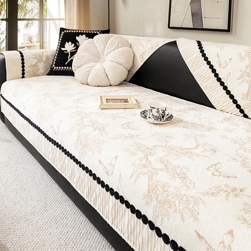 

Strictly Selected French High-End Sofa Cushion, Universal In All Seasons, New Retro Leather Sofa Cover, Non-Slip Seat Cushion Cover Cloth Towel 70*70cm