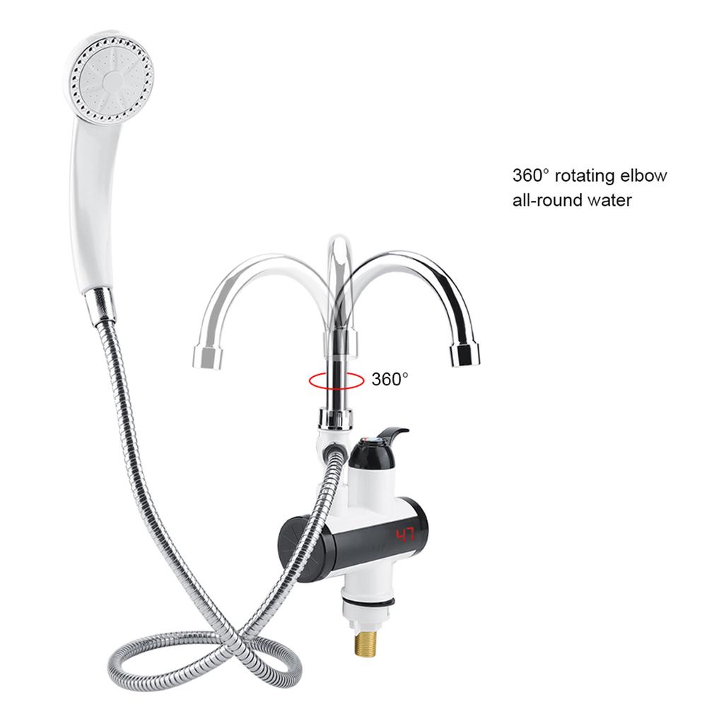 Instant Hot and Cold Water Dispenser Heater Heating Faucet Temperature Display + Shower head