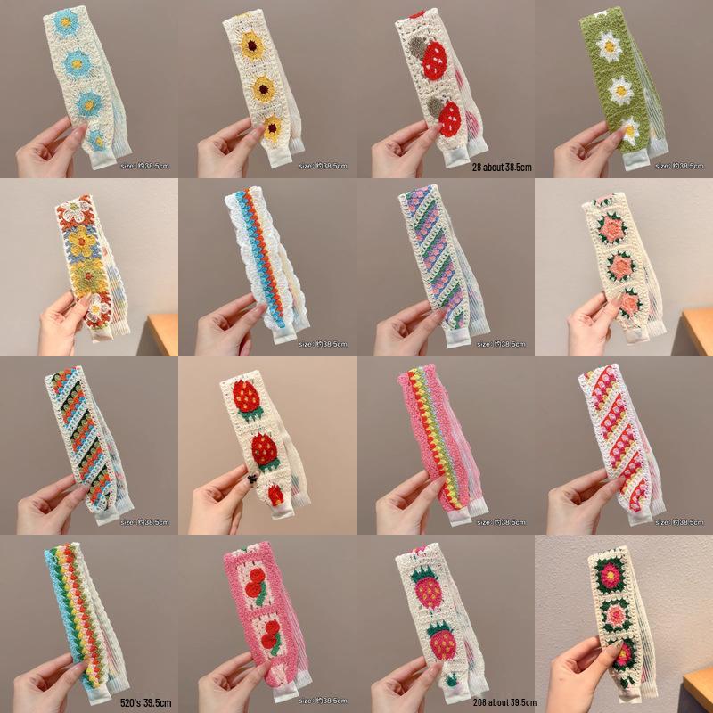 Francouzská květinová nemačkavá pletená čelenka pro ženy, kouzelná samolepka vlasový doplněk pro miminka a dospělé