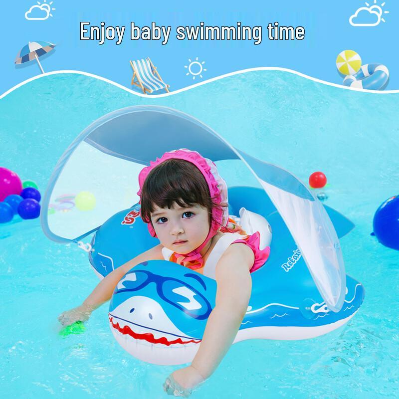SwimmingBaby Infant Swim Float with Sunshade L (6-36 Months, 8-13 kg) синий