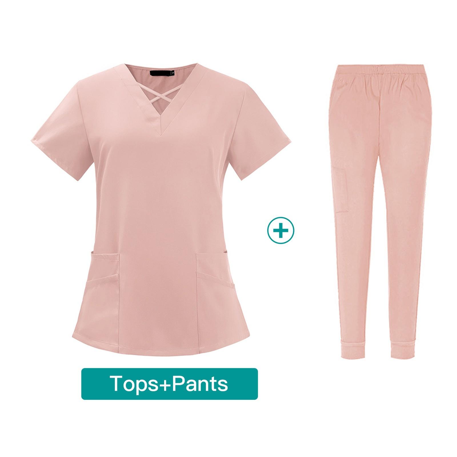 

Женский комплект из двух предметов с v-образным вырезом, комплект одежды для стирки, эластичная, быстросохнущая одежда XL розовый