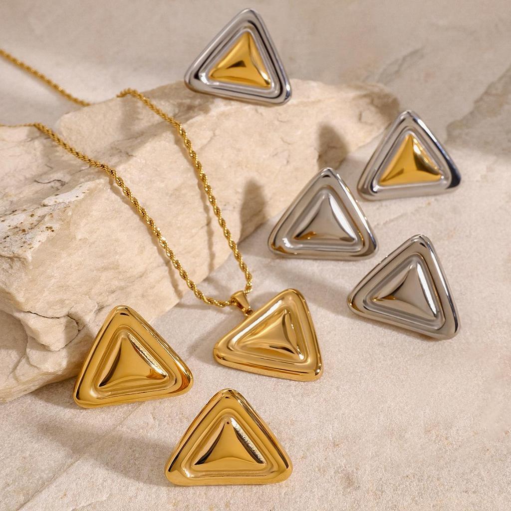 Chubby Triangle Earrings: 18k Gold Stainless Steel, Non-Fading, Hypoallergenic Jewelry