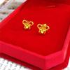 Elegant Gold Four-Petal Flower Bow Stud Earrings – Classic, Versatile Heart Design for Women