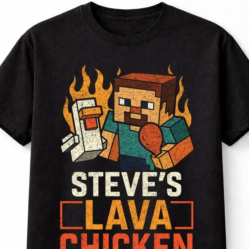 Minecraft TShirt Creepers Steve Lava Chicken Gamer Graphic Kids Adults Unisex S