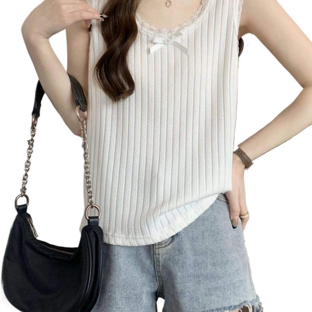 Spring/Summer 2026 Women's Plus Size Lace Trim Loose Camisole Tank Top