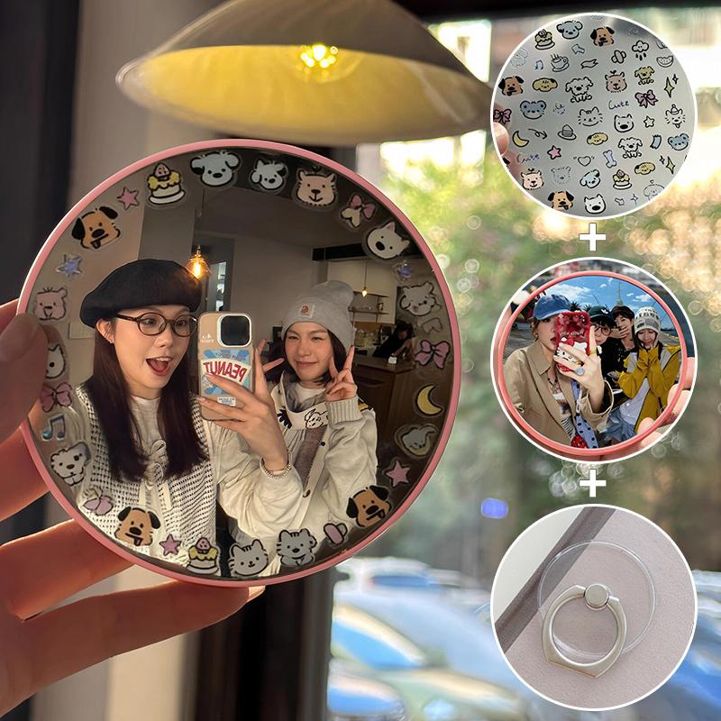 Travel Convex Mirror Photography Prop High-Definition Mirror Handheld Small Mirror Portable Makeup Mirror Travel Decor Prop