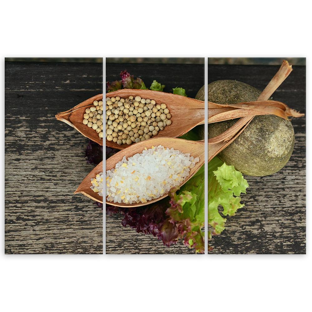 Three Piece Picture Canvas Print Spices Herbs