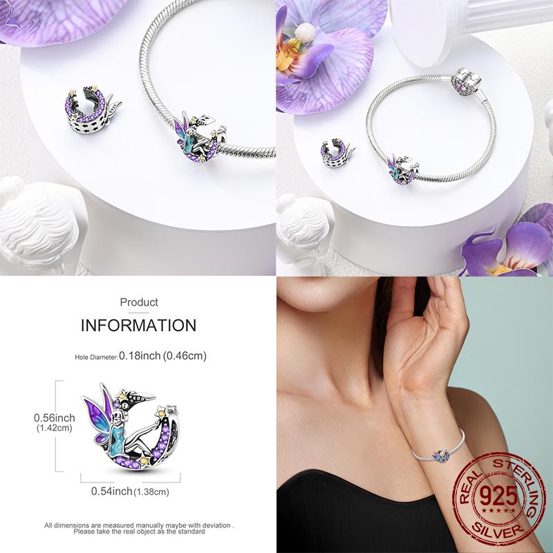 Mysterious Purple Series Copper Charms Pendant Fit Original Bracelet Necklace For Women Diy Jewelry Gift