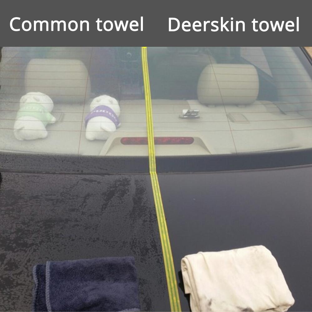 Pflege Extra großes Auto-, KFZ- und Motorrad-Fensterleder, natürlich trocknend, ca. 60 x 90 cm, formfreie Reinigung aus echtem Leder