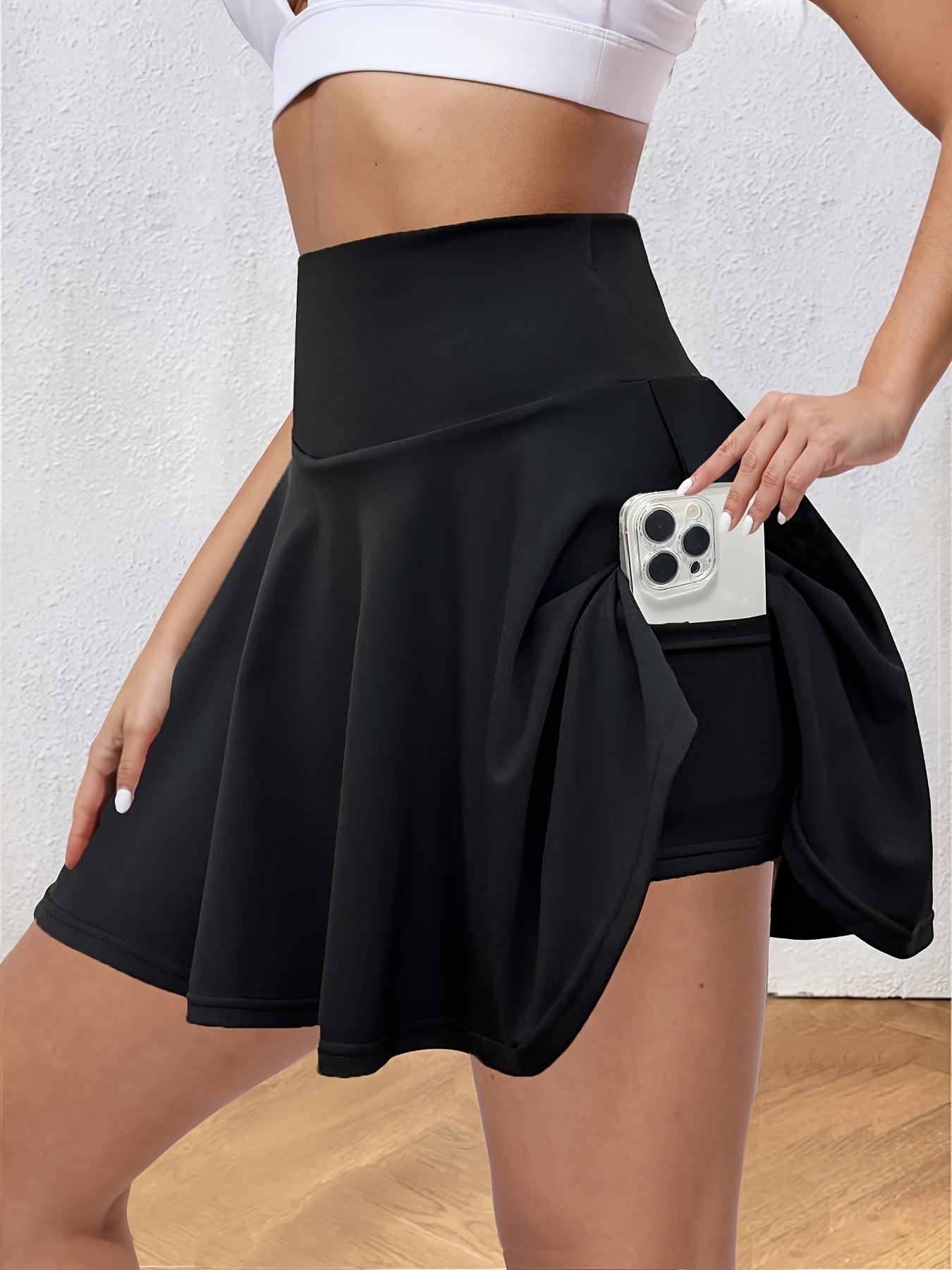 Schnelltrocknender, hochelastischer Sportrock mit integrierter Sicherheitshose & Tasche S schwarz