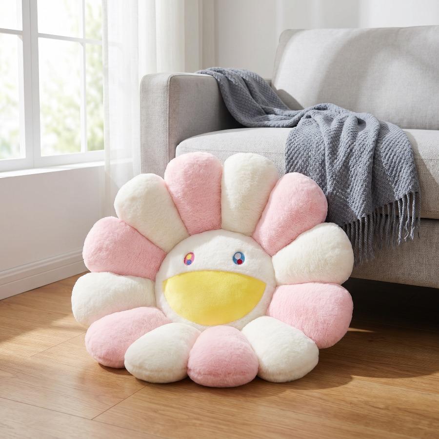 Kawaii Sonnenblumen Kuschelkissen Puppe Blume Niedliches Lächeln Regenbogen Sonnenblume Dekokissen Plüschtier Büro Rückenstützkissen Geschenk