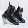 Martin boots men's spring and autumn British style thick-soled heightening boots black high-top tooling locomotive boots 6038-R