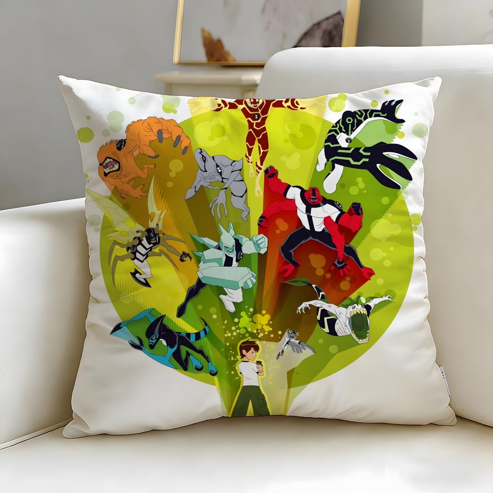 Classic Cartoon Ben 10 Ultimate Alien Cushion Cover Soft & Easy-Wash Pillow Case – Versatile for Couch, Bed, Travel and Office