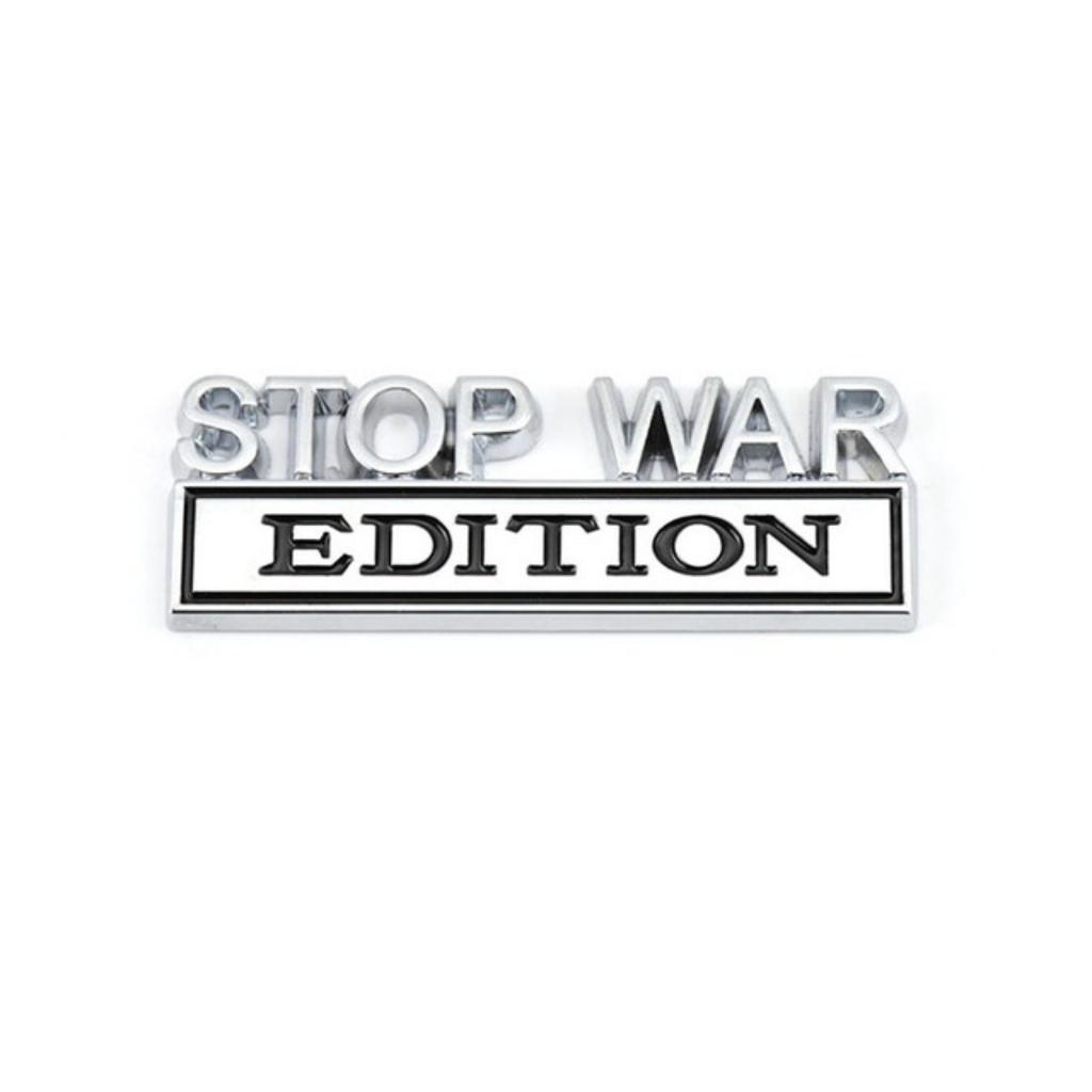 1Pc 3D Metal Stop War Edition Logo Car Front Grille Badge Side Fender Rear Trunk Emblem Sticker Decal