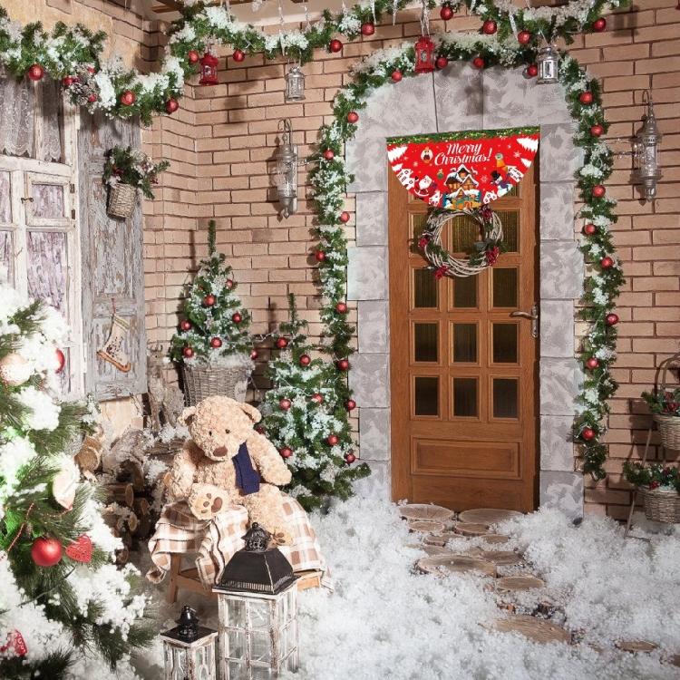 Christmas Fan Flag Door Decoration Polyester Materials Holiday Party Supplies Easy To Hanging Banners Accessory