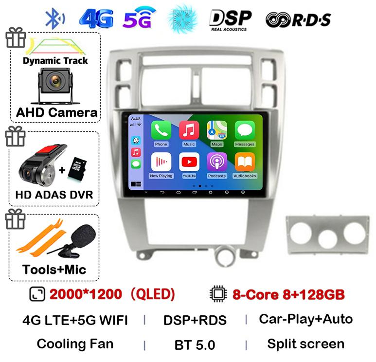 Android 14 Carplay Auto WIFI+4G For Hyundai Tucson 2004 2005 2006 2007 2008 2009 Car Radio Multimedia Video Player GPS Stereo BT