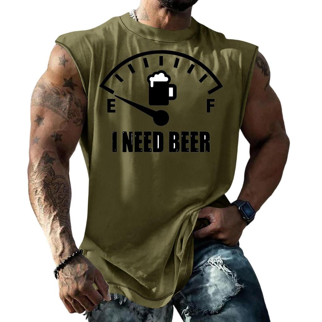 Men's Loose Fit Sleeveless Tank Top Casual Streetwear Printed Muscle Shirt Summer Outdoor Sportswear