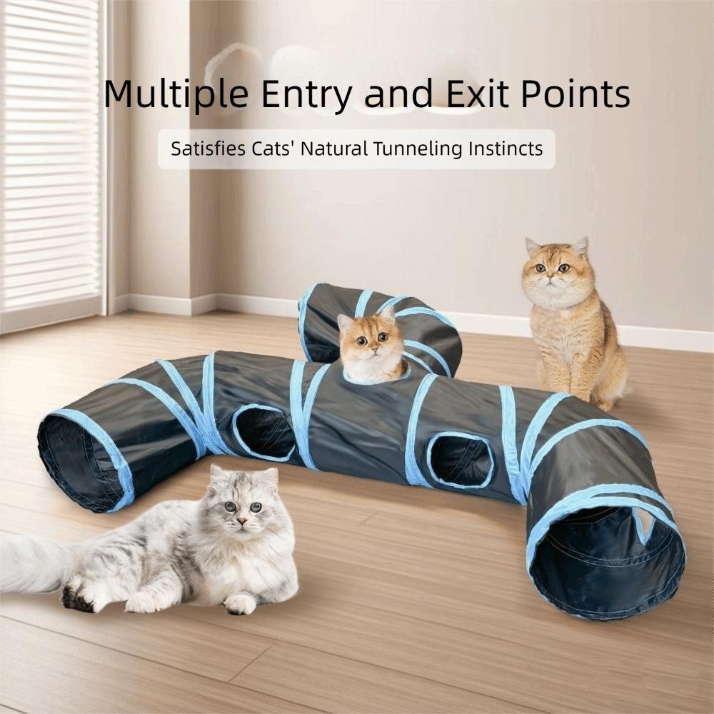 Extended Pet Play Tunnel Three-Way Cat Hiding Cave Funny Cat Hideaway Playtime