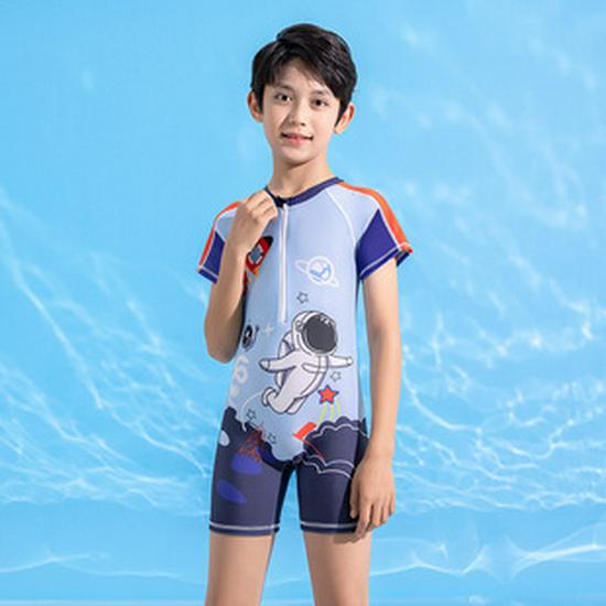 Cartoon Boys' Toddler Sun Protection Quick-Dry Swimsuit Set with Swim Cap