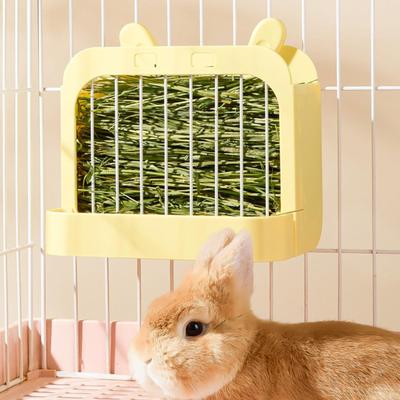 Rabbit Hay Feeder for Cages Secure Bowl Rack Double Function Food Dispenser for Guinea Pig and Bunny