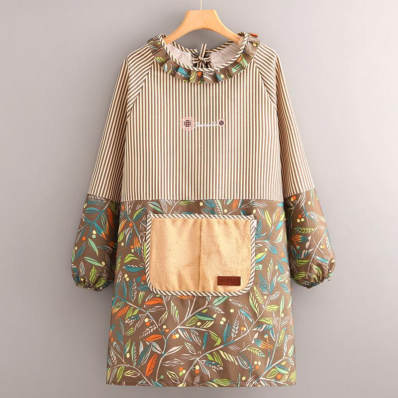 Women's Long Sleeve Canvas Apron - Breathable, Stain & Wear-Resistant Cooking Coveralls for Home Kitchen