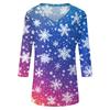 Women's T Shirt CHristmas Print 3/4 Sleeve Daily Weekend Fashion Basic V- Neck Regular Top