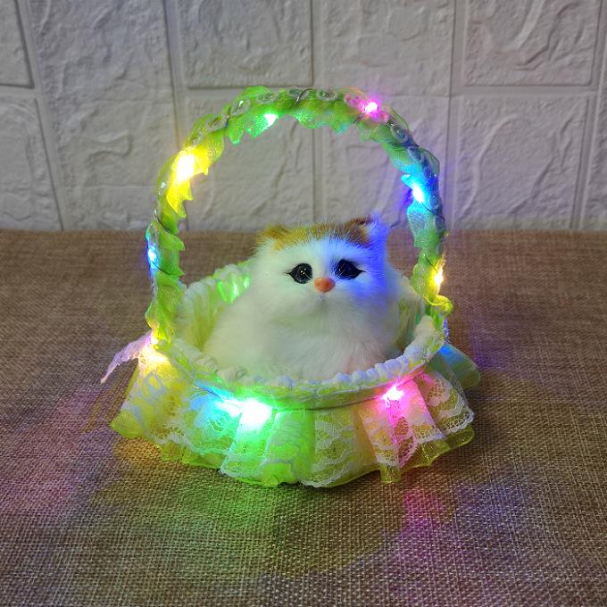 

Детская светящаяся плюшевая кукла-котенок с корзиной цветов - Идеальный подарок для девочки на день рождения или Рождество