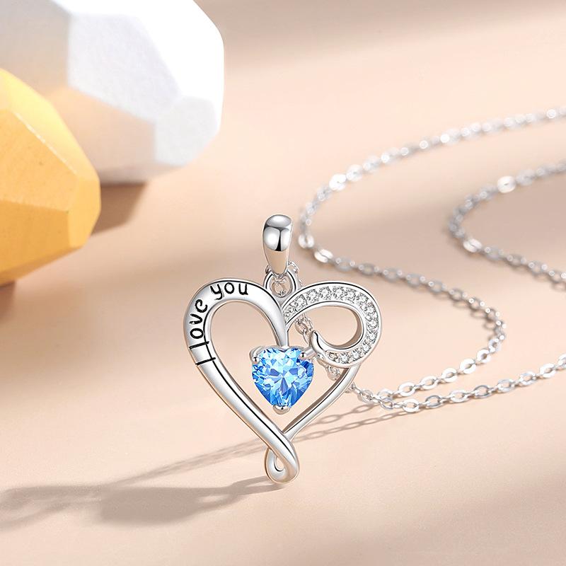 

Ожерелье Love с персиковым сердцем из стерлингового серебра, небольшой рынок, цепочка на воротник в европейском и американском стиле Ins, женское ожерелье синий