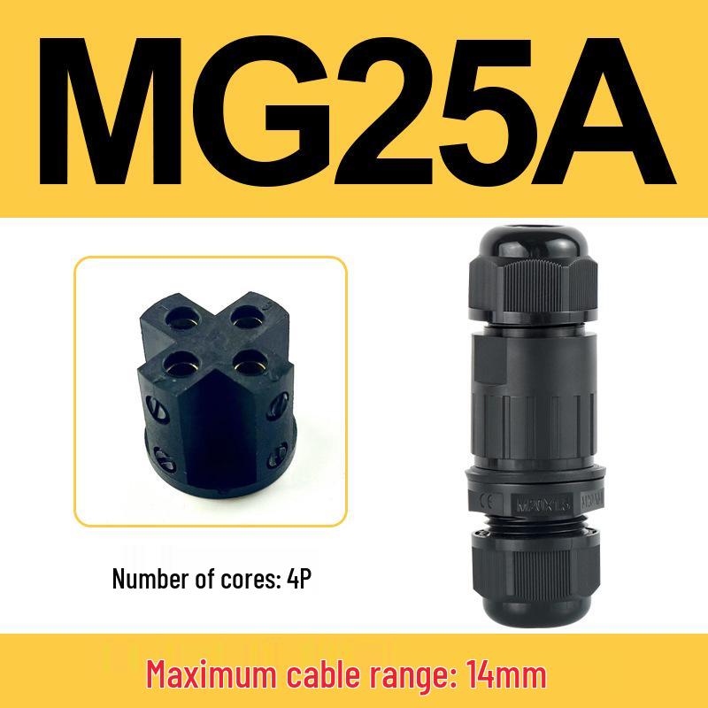 IP68 Waterproof Nylon Cable Connector with Terminal Blocks, 2-4 Core, PG9, Outdoor