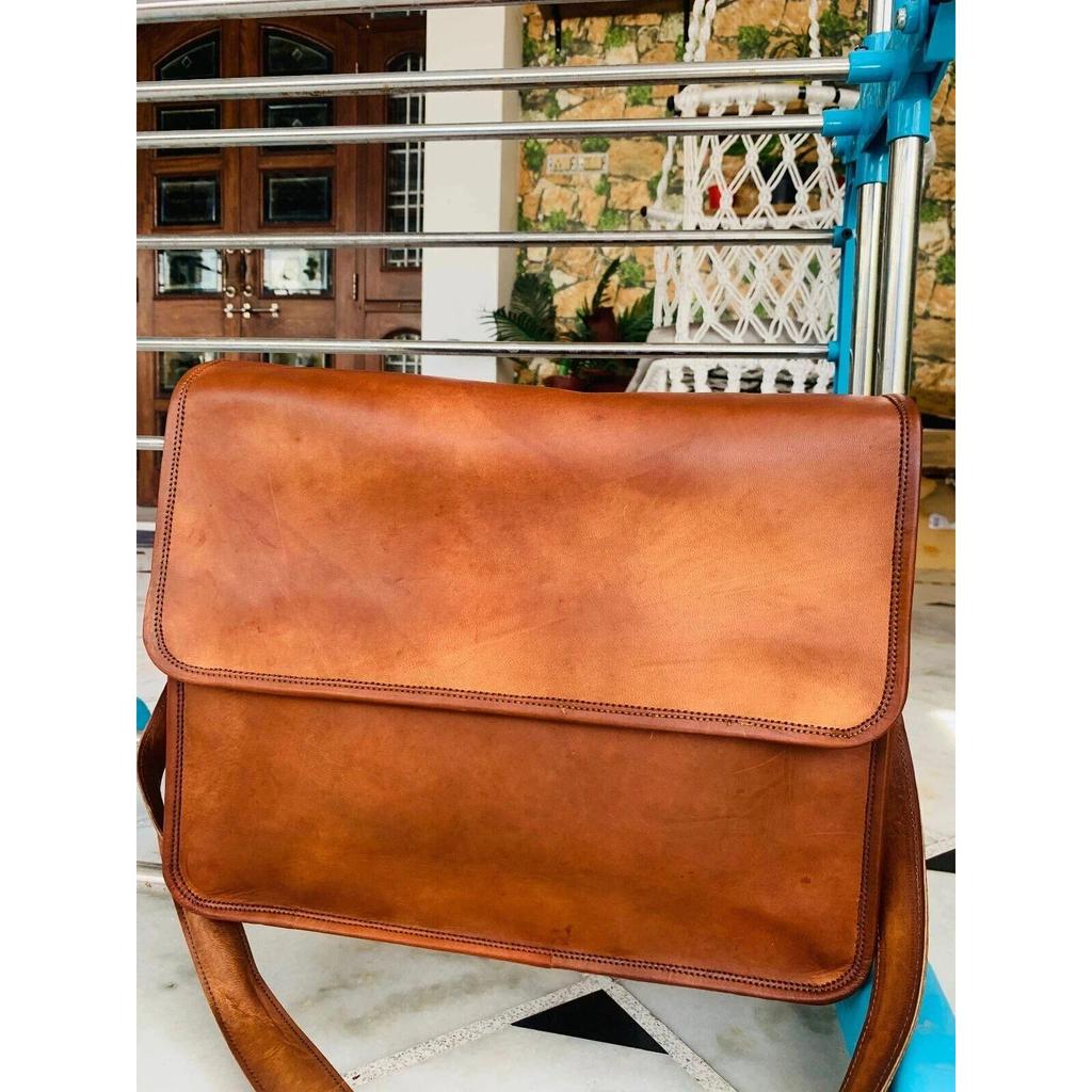 Handmade Men's SAFe Leather Vintage Laptop Messenger Briefcase Bag Satchel