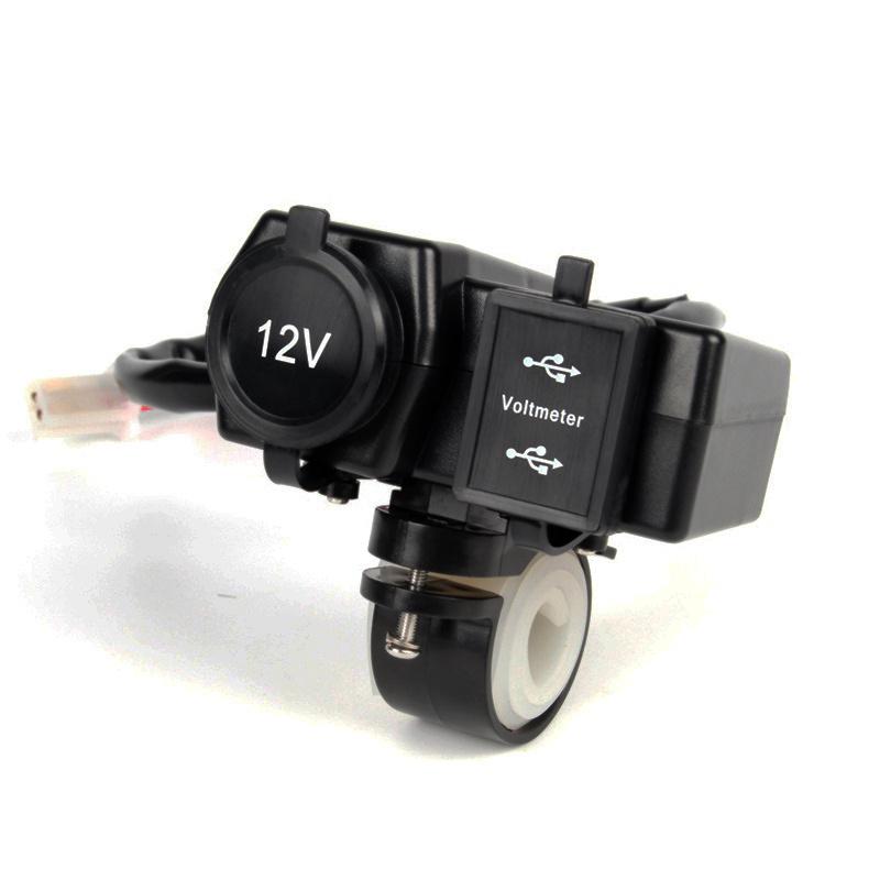 Dc12/24V Motorcycle Atv Cigarette Lighter Socket 2Usb 3.1A Charger Led Voltmeter