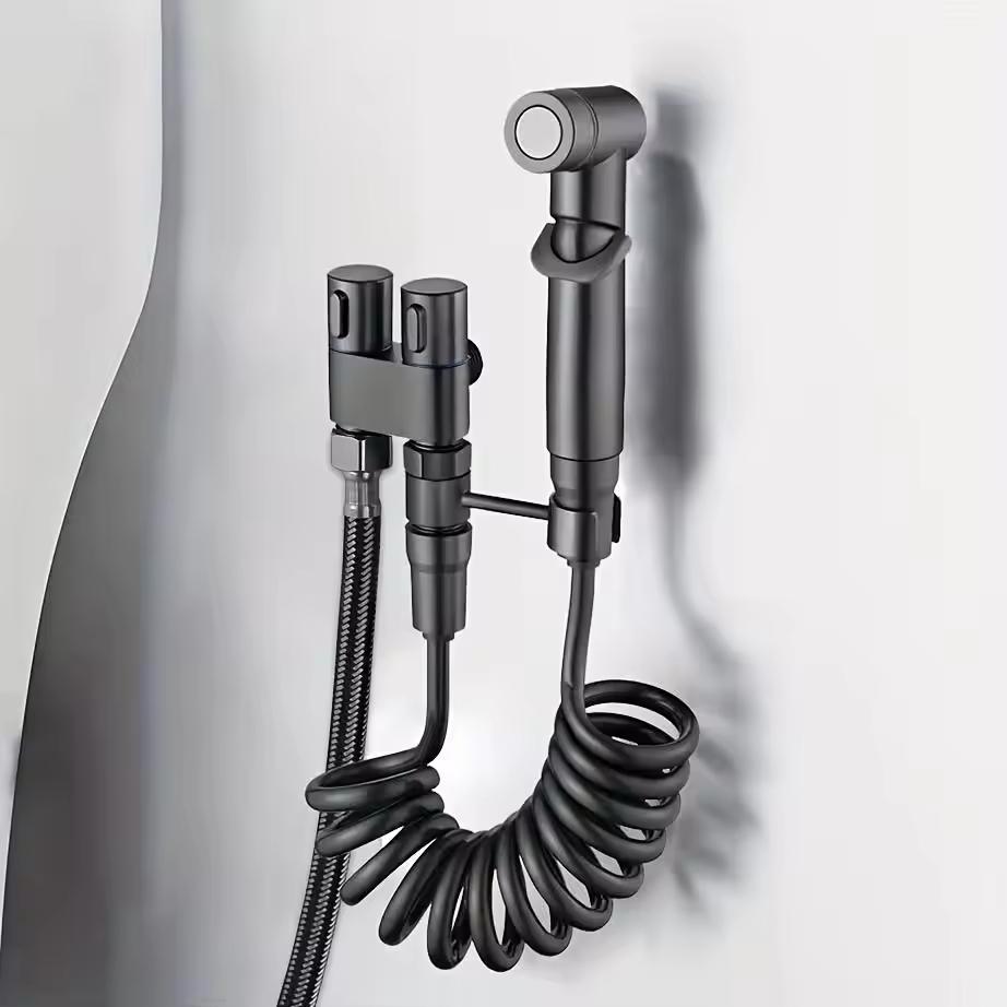 Modern Grey Bathroom Bidet Sprayer Zinc Alloy Wall-Mounted Toilet Partner Spray Gun for Wall-Mounted Installation (Dark Grey,Zinc Alloy) темно серый
