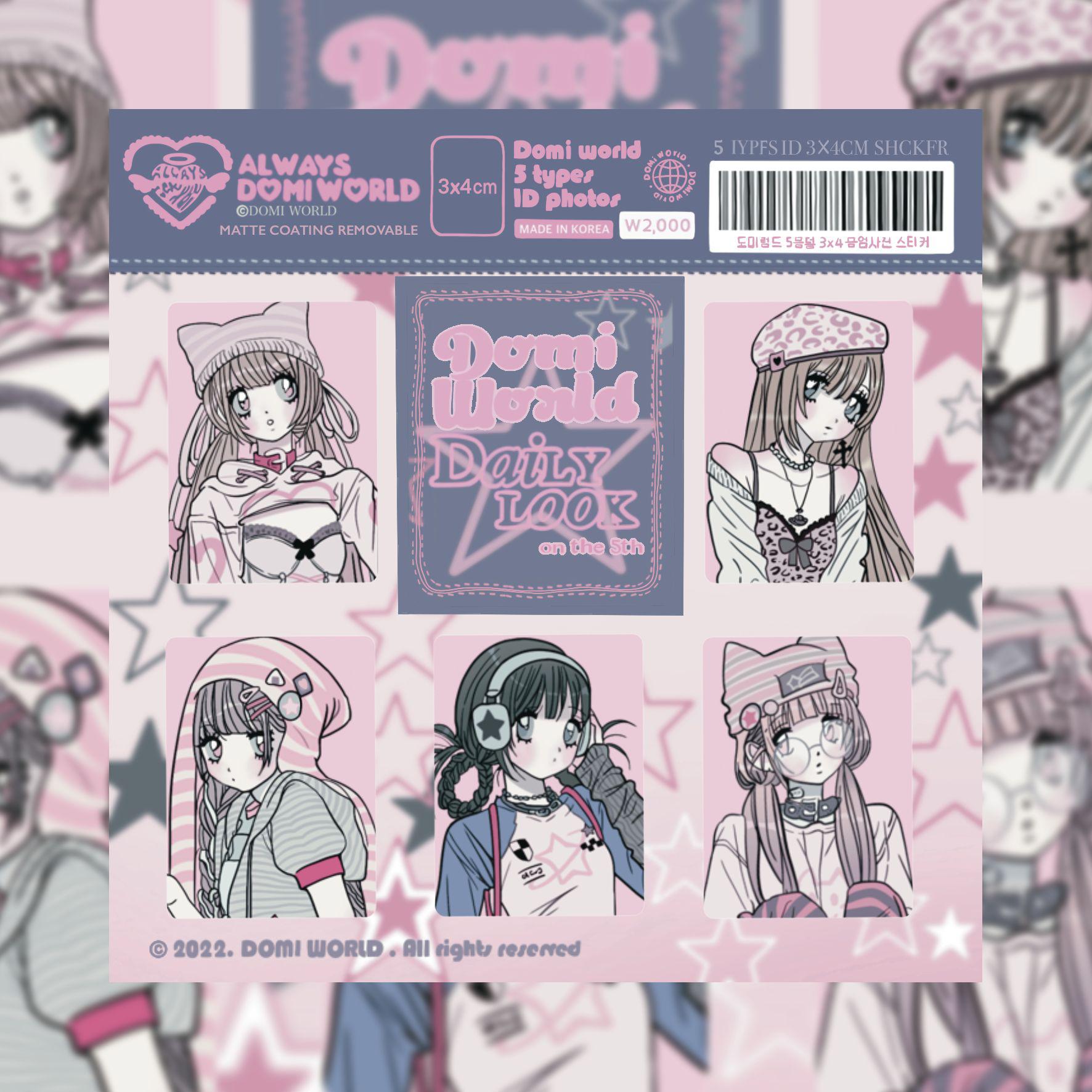 Korean Domi Girl Group Stickers: Cute Cartoon Characters with Sweet and Cool Korean Style