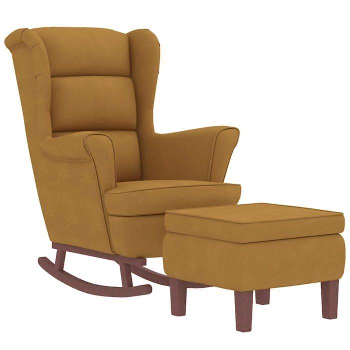 VidaXL Chaise à Bascule avec Pieds en Bois et Tabouret Fauteuil de Salon Relaxation Meuble de Salle de Séjour Chambre 3121238