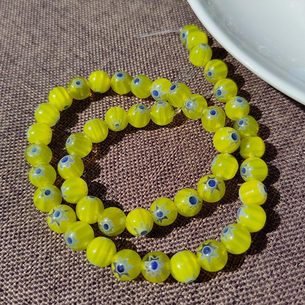 Millefiori Glass Beads 8mm - Round, Single Flower, Loose Beads for DIY Jewelry