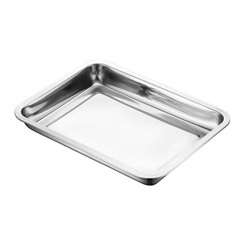 JINWANFU 410 Stainless Steel Rectangular Shallow Serving Tray